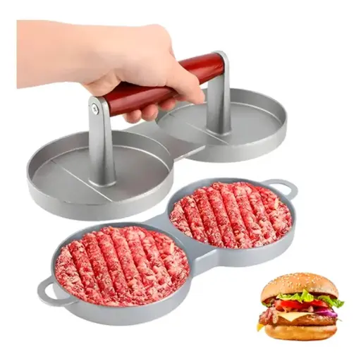 [MH-01] Molde Profesional Dos Hamburguesa A La Vez De Aluminio