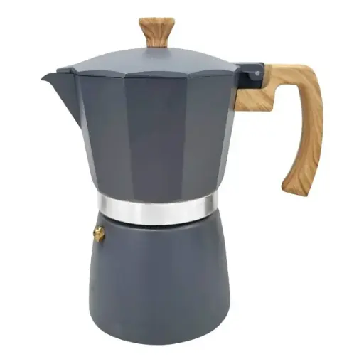 Cafetera Aluminio Italiana Manual Cafe Clasica 3 Pocillos Mango Madera